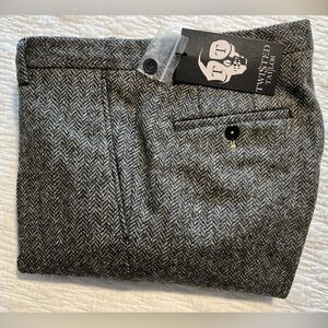 Twisted Tailor Men's Herringbone Dress Pants Moon British Cloth - Black and Gray